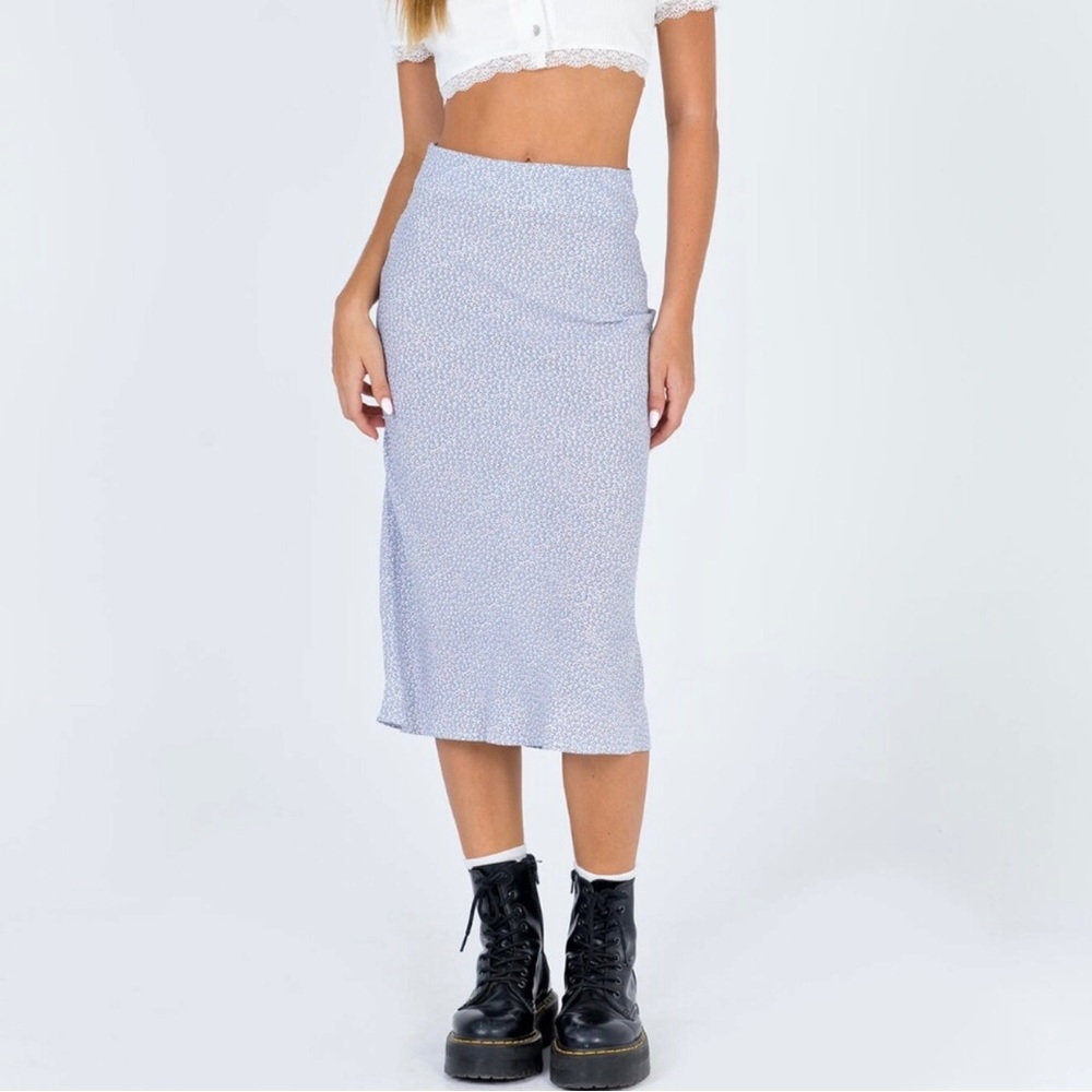 princess polly penelope blue floral midi skirt